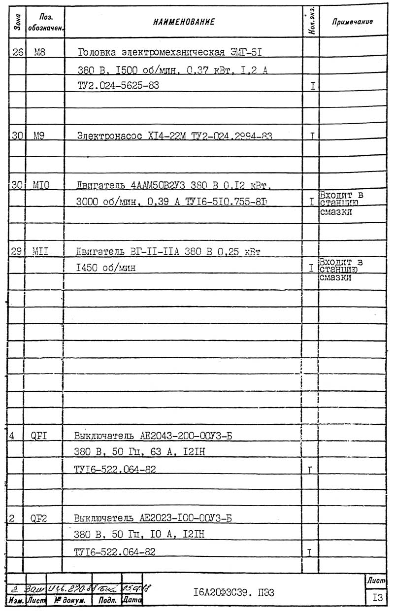 Перелік елементів схеми електричного токарного верстата 16А20ф3С39 Перелік елементів схеми електричного токарного верстата 16А20ф3С39